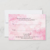 Pink Wasserfarbe Schönheitssalon Geschenkgutschein (Rückseite)