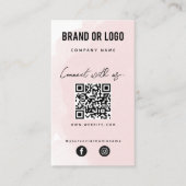 Pink Wasserfarbe Verbindung mit QR-Code Visitenkarte (Vorderseite)