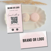 Pink Wasserfarbe Verbindung mit QR-Code Visitenkarte