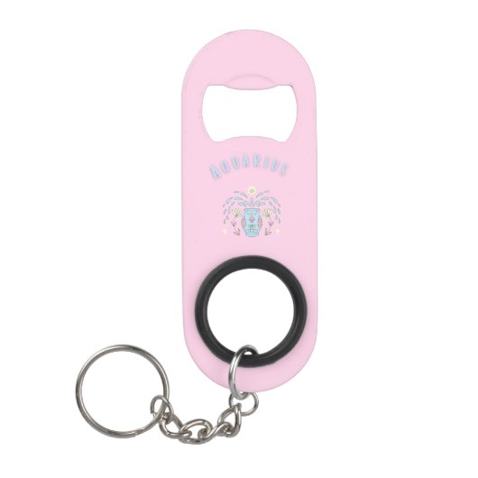 Pink Wassermann, Sternzeichen, Sternzeichen-Druck  Mini Flaschenöffner (Vorderseite)