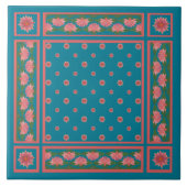 Pink Water Lilie auf Deep Blue Keramik Tile Fliese (Vorderseite)