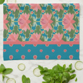 Pink Water Lilie, Blue Dragonflies: Küchentuch (Gefaltet)