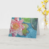 Pink Water Lilie Blume Card Karte (Gelbe Blume)