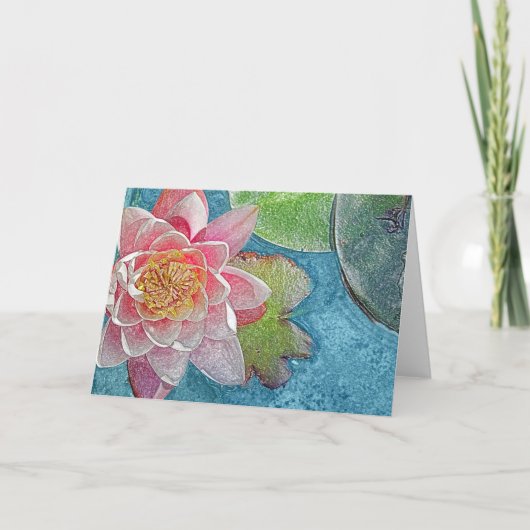 Pink Water Lilie Blume Card Karte (Vorderseite)