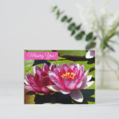 Pink Water Lilie Postkarte (Stehend Vorderseite)