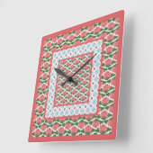 Pink Water Lilies Dragonflies Pendant Wall Clock Quadratische Wanduhr (Winkel)