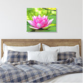 Pink Water Lily Lotus Blume auf grüner Leinwand (Insitu (Schlafzimmer))