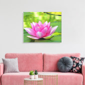 Pink Water Lily Lotus Blume auf grüner Leinwand (Insitu (Wohnzimmer))