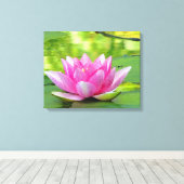 Pink Water Lily Lotus Blume auf grüner Leinwand (Insitu (Holzboden))
