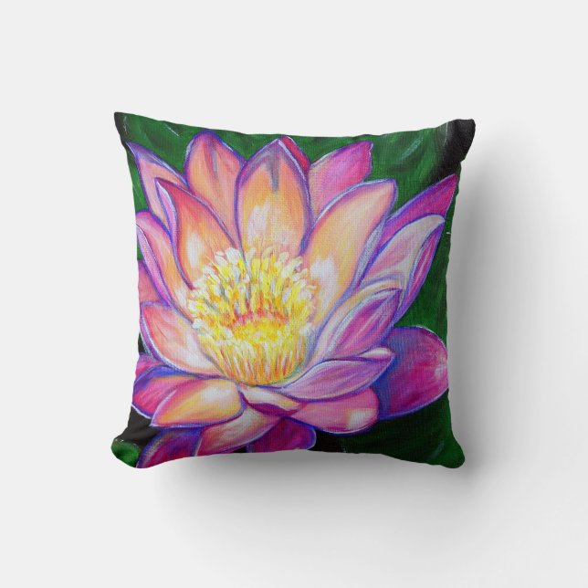 Pink Water Lily Painting Kissen (Vorderseite)