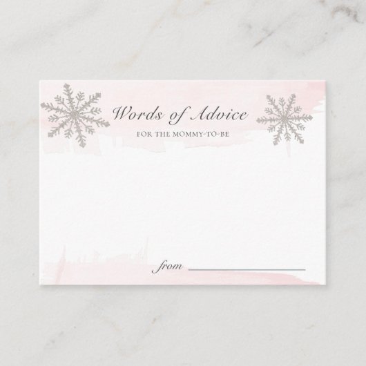Pink Watercolo Snowflakes Baby Duschberatung Karte (Vorderseite)