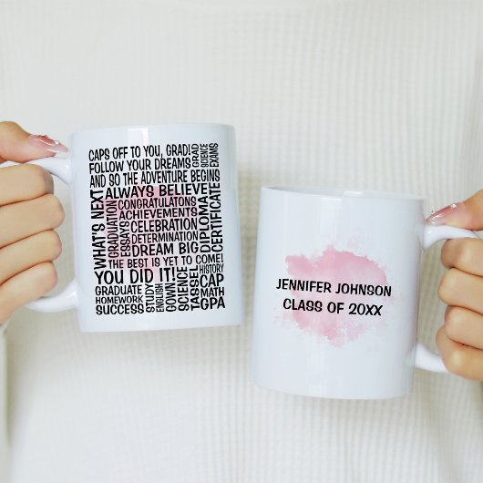 Pink Watercolor Abschluss Typografie Tasse für ihr