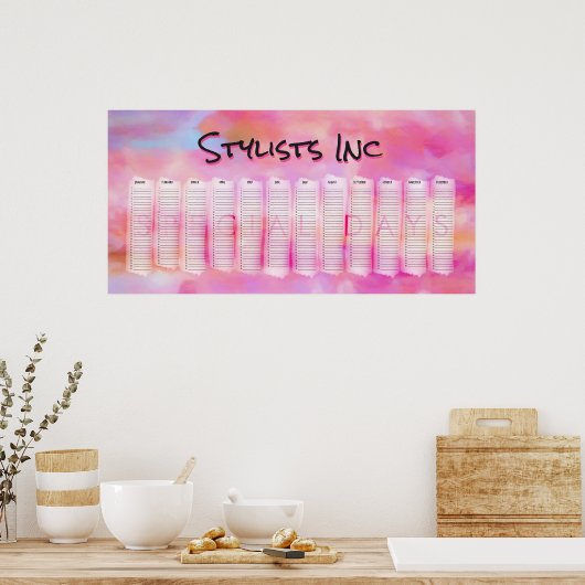 Pink Watercolor Abstrakter, benutzerdefinierter, p Poster (Küche)