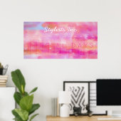 Pink Watercolor Abstrakter, benutzerdefinierter, p Poster (Heimbüro)