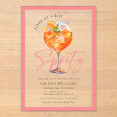 Pink Watercolor Aperol Spritz Brautparty Acryleinladungen (Vorderseite)