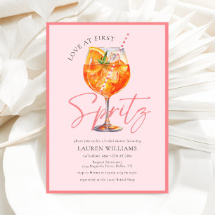 Pink Watercolor Aperol Spritz Brautparty Einladung