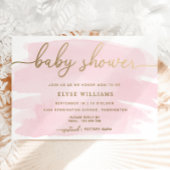 Pink Watercolor Baby Dusche Gold Foil Einladung