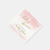 Pink Watercolor Baby Dusche Gold Glitzer Script Serviette (Ecke)