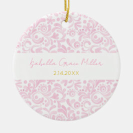 Pink Watercolor Baby Girl NAME GEBURTSDATUM Keepak Keramik Ornament