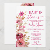 Pink Watercolor Baby in Bloom Baby Dusche Einladung (Vorne/Hinten)