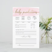 Pink Watercolor Baby Predictions Game (Stehend Vorderseite)