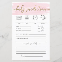Pink Watercolor Baby Predictions Game