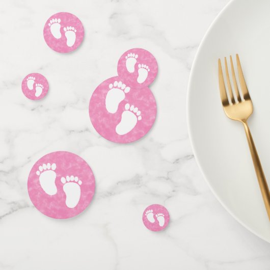 Pink Watercolor Baby Shooting Foot Print Konfetti (Gruppe)