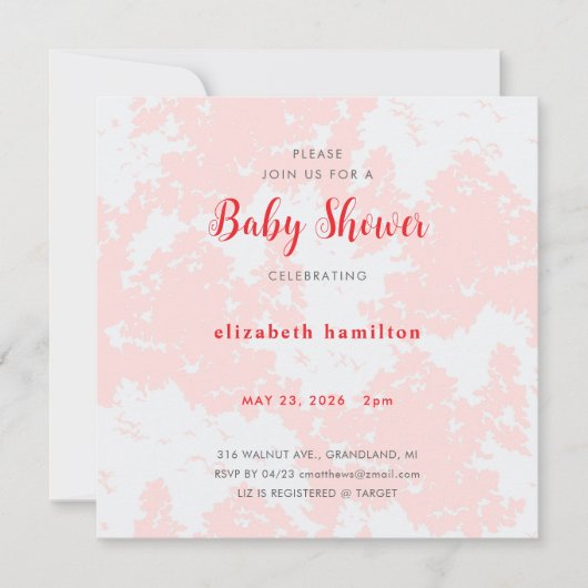 Pink Watercolor Baby Shower Invitation Einladung (Vorderseite)