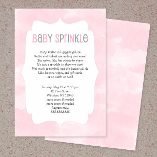 Pink Watercolor Baby Sprinkle, Mädchen, Babydusche Einladung