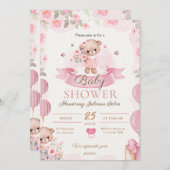 Pink Watercolor Babydusche Einladung (Vorne/Hinten)