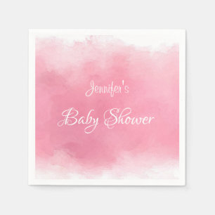 Pink Watercolor Babydusche Handgeschrieben Moderne Serviette