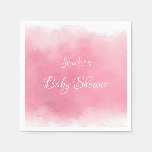 Pink Watercolor Babydusche Handgeschrieben Moderne Serviette (Vorderseite)