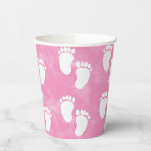 Pink Watercolor Babydusche Muster Pappbecher (Links)