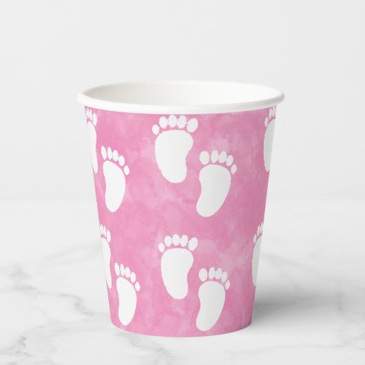 Pink Watercolor Babydusche Muster Pappbecher (Vorderseite)