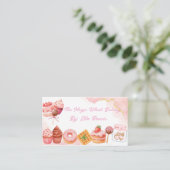 Pink Watercolor Bakery Business Card  Visitenkarte (Stehend Vorderseite)