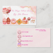 Pink Watercolor Bakery Business Card  Visitenkarte (Vorne/Hinten)