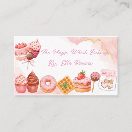 Pink Watercolor Bakery Business Card  Visitenkarte (Vorderseite)