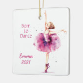 Pink Watercolor Ballerina Keramikornament (Links)