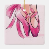 Pink Watercolor Ballerina Keramikornament (Rückseite)