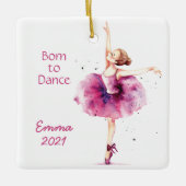 Pink Watercolor Ballerina Keramikornament (Vorderseite)