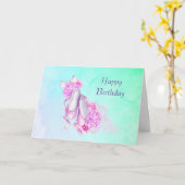 Pink Watercolor Ballet Shoes Happy Birthday Karte (Gelbe Blume)