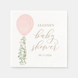 Pink Watercolor Ballon Eucalyptus Baby Dusche Serviette