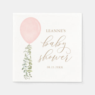 Pink Watercolor Ballon Eucalyptus Baby Dusche Serviette