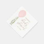 Pink Watercolor Ballon Eucalyptus Baby Dusche Serviette (Ecke)