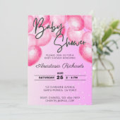 Pink Watercolor Balloons Babydusche Einladung (Stehend Vorderseite)