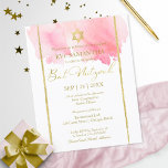 Pink Watercolor Bat Mitzvah Haushaltseinladung<br><div class="desc">Pink Watercolor Bat Mitzvah Haushaltseinladung</div>