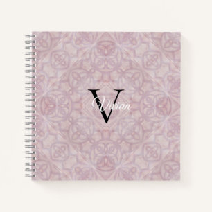 Pink Watercolor Batik Monogram Name Notebook Notizblock