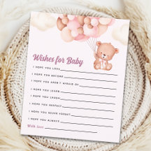 Pink Watercolor Bear Baby Shower Girl