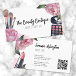 Pink Watercolor Beauty Makeup Artist Visitenkarte<br><div class="desc">Dieser Print, der mit knuffigen Blüten und Makeup-Essentials besticht, eignet sich perfekt für Make-up-Künstler, Schönheitsblogger, Einflussreiche oder alle, die eine Touch von bunten Blumengläsern zu ihrem Branding hinzufügen möchten. Es verfügt über hellrosa Pfannkuchen, eine Schminkpalette, Pinsel und Lippenstift - alles in Verbindung mit einem weichen Filter, der dem Kunstwerk ein...</div>