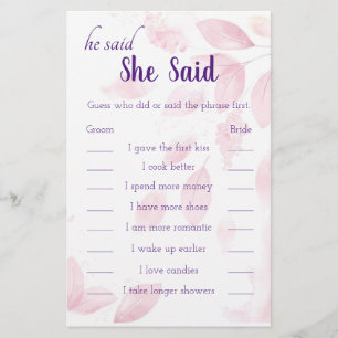 Pink Watercolor Blätter sagte er sagte, sie sagte  Flyer